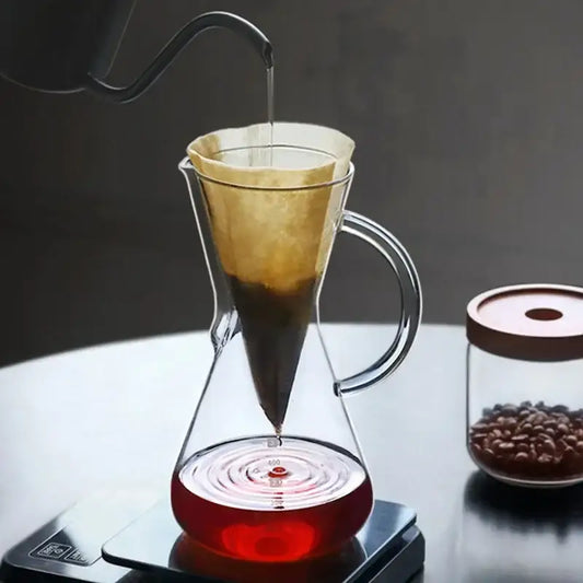 Clear glass pour-over coffee maker with paper filter and handle featured in clear glass barista kettle pot set decorbites barista kettle