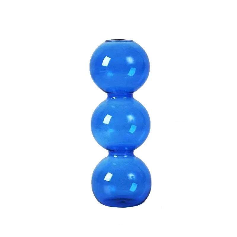 Clear Glass Bubble Vase for Home Decor - Blue 3balls - Vase