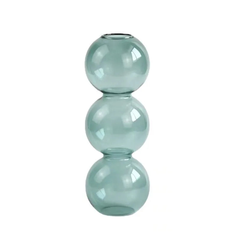 Clear Glass Bubble Vase for Home Decor - Cyan 3balls - Vase
