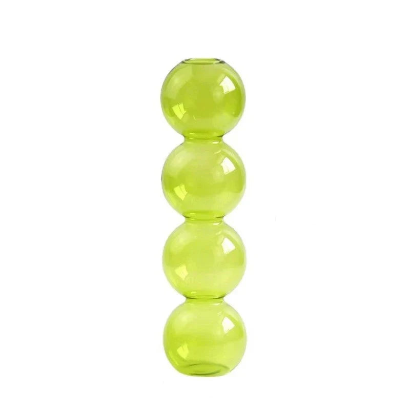Clear Glass Bubble Vase for Home Decor - Green 4balls - Vase