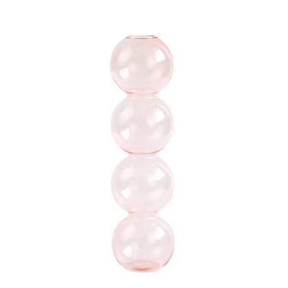 Clear Glass Bubble Vase for Home Decor - Pink 4balls - Vase