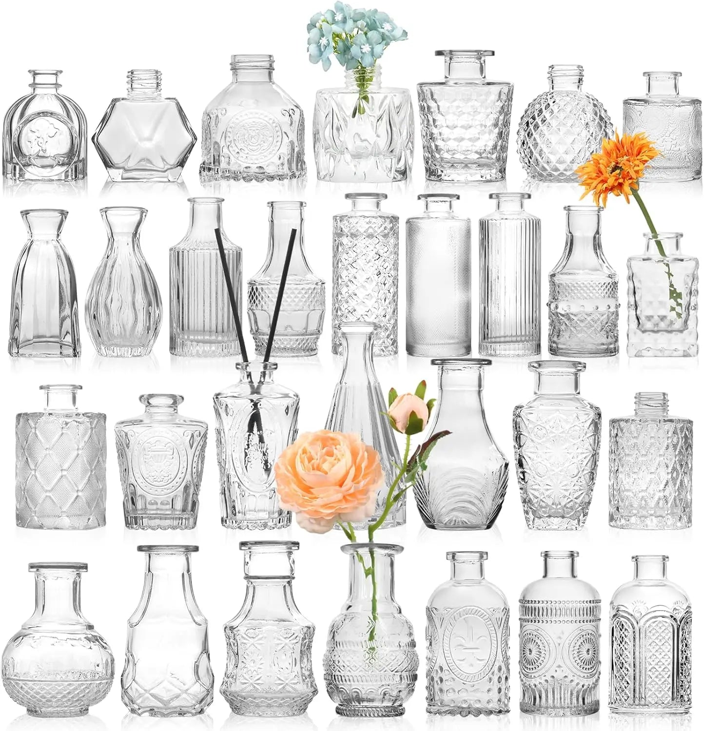 Clear Glass Bud Vase Bulk Set