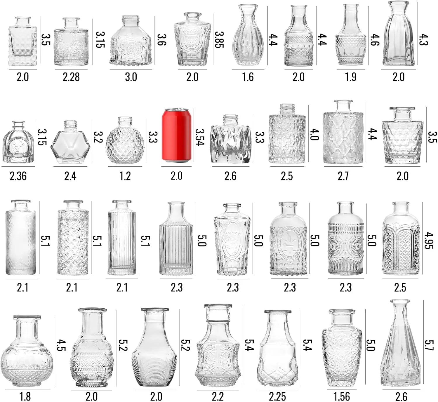 Clear Glass Bud Vase Bulk Set