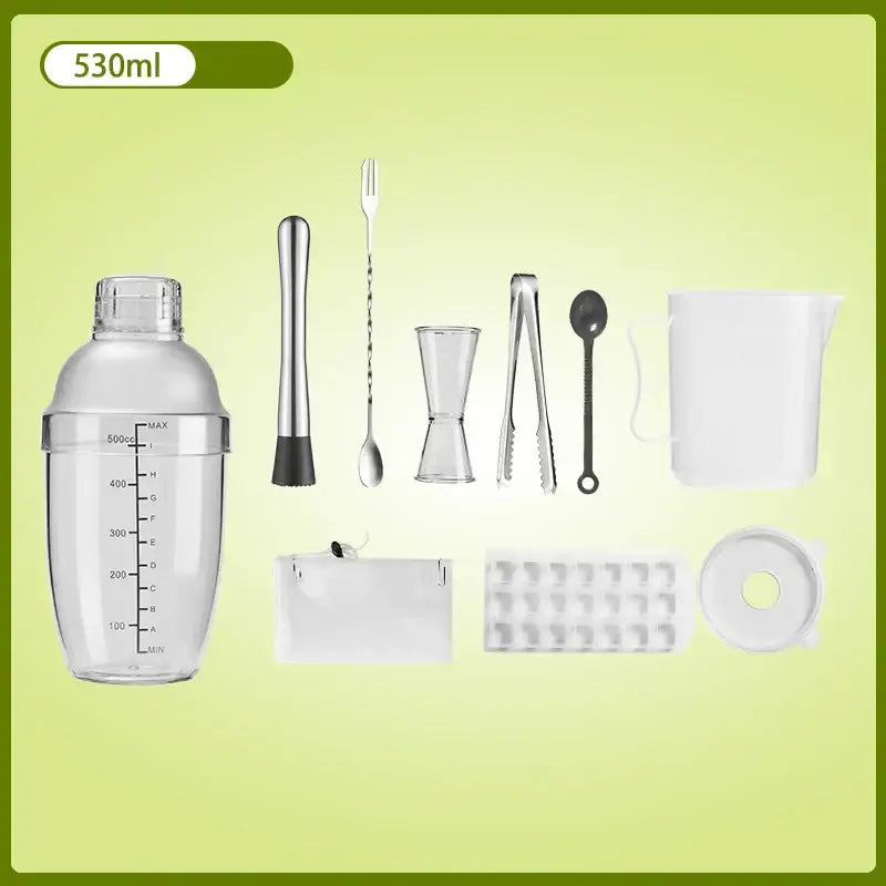 Clear glass cocktail shaker with silver-toned metal lid and measurement markings for decorbites cocktail shaker beverage mixer