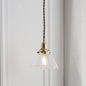 Clear Glass Conic Brass Suspension Pendant Lamp for Dining Room