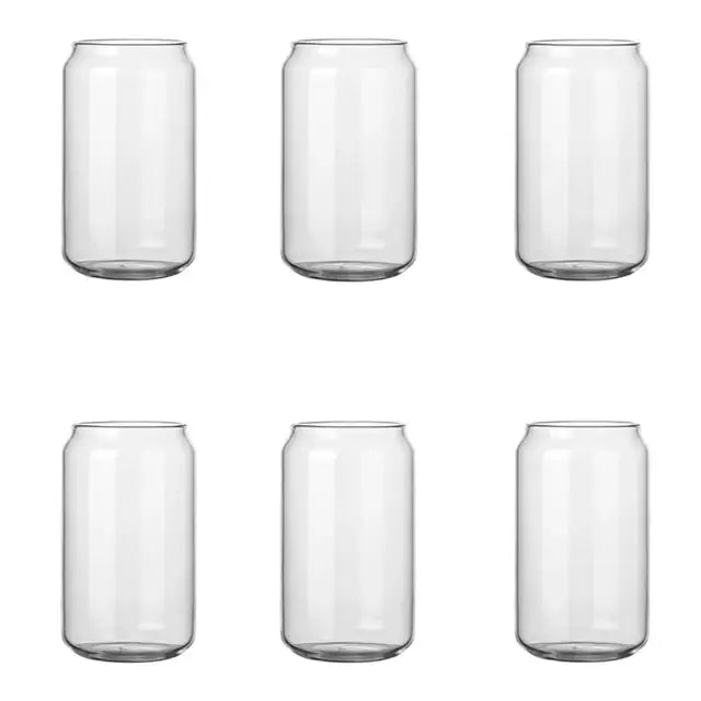 Clear glass drink cups with bamboo lids and straws arranged in two rows of three for kitchen soda use decorbites glass drink