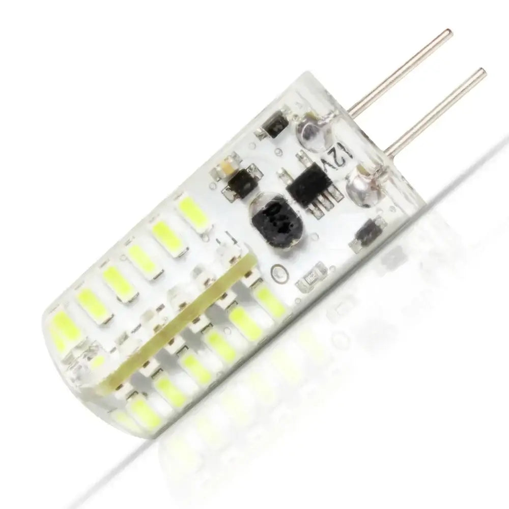 Clear glass decorbites g4 led spot light bulb with glowing yellow green leds and two metallic pins for kitchen lighting