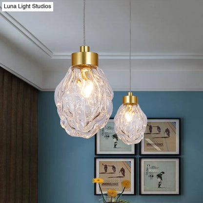 Clear Glass Gold Pineal Fruit Pendant Lamp - Modern Post-Design - 1 Head - Dining Room Suspension Light