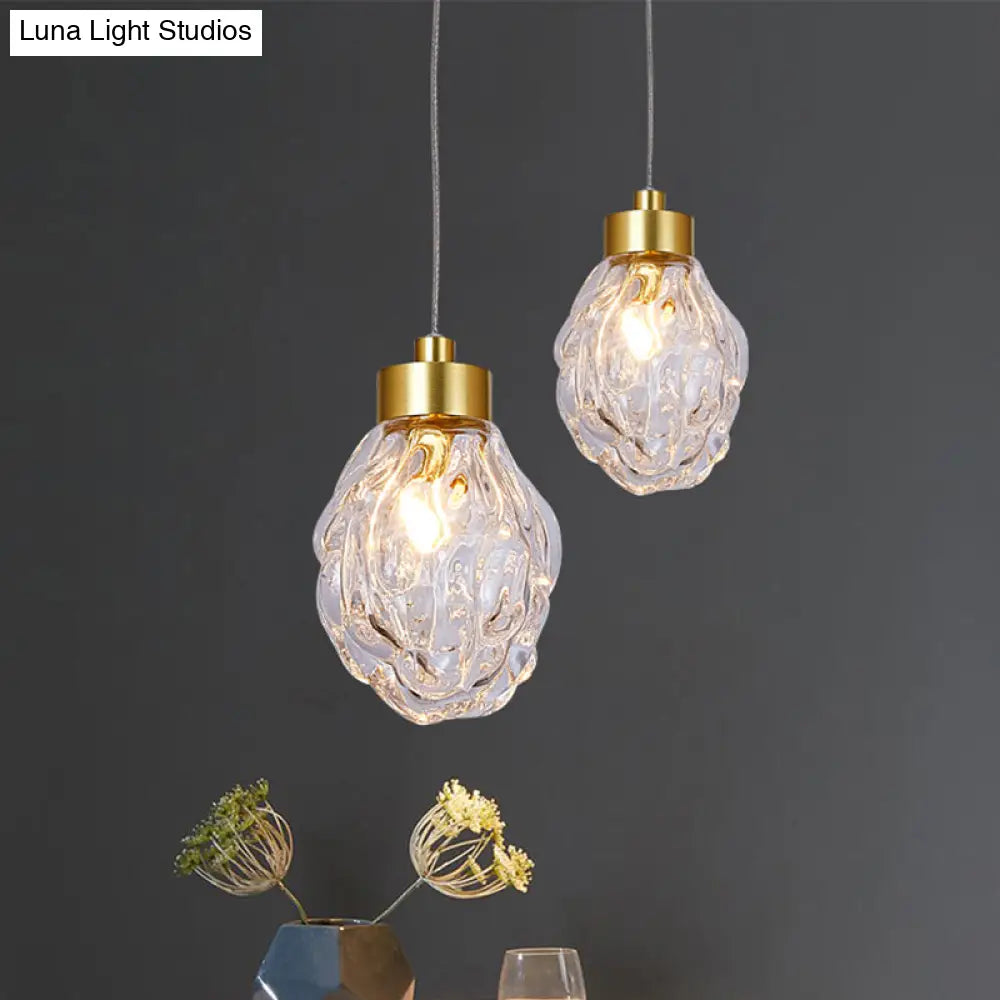 Clear Glass Gold Pineal Fruit Pendant Lamp - Modern Post-Design - 1 Head - Dining Room Suspension Light