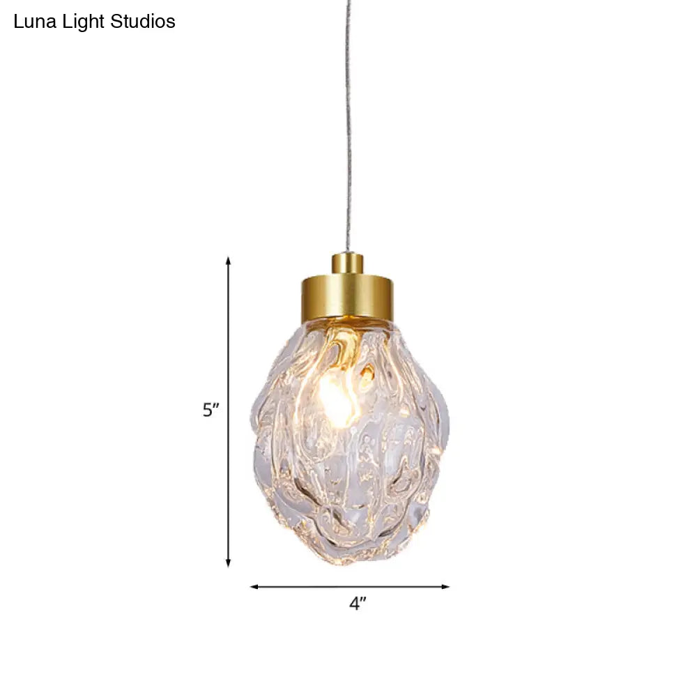 Clear Glass Gold Pineal Fruit Pendant Lamp - Modern Post-Design - 1 Head - Dining Room Suspension Light