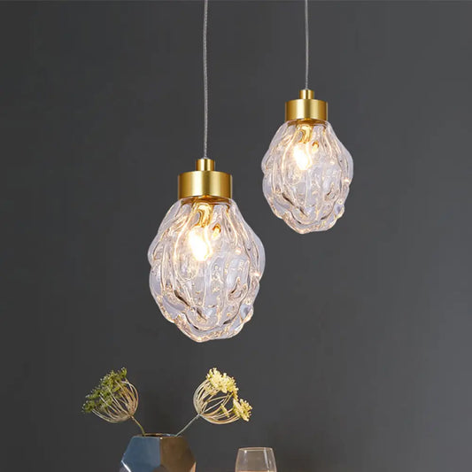 Clear Glass Gold Pineal Fruit Pendant Lamp - Modern Post-Design - 1 Head - Dining Room Suspension Light