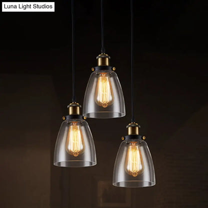 Clear Glass Industrial Bell Pendant Light for Restaurants - Single Hanging Ceiling Light