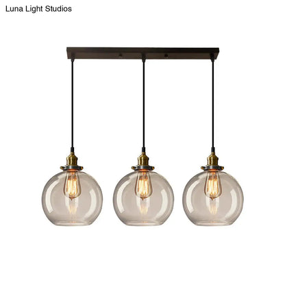 Clear Glass Industrial Shaded Multi-Light Pendant: 3-Bulb Hanging Lighting for Dining Room