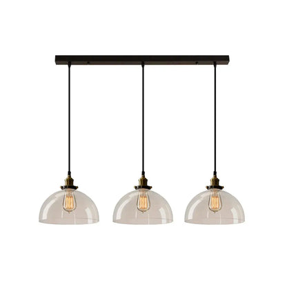 Clear Glass Industrial Shaded Multi-Light Pendant: 3-Bulb Hanging Lighting for Dining Room