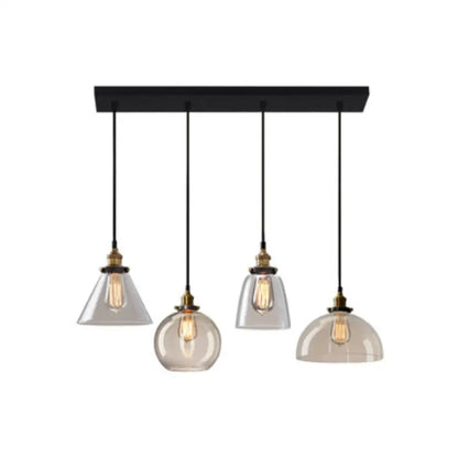 Clear Glass Industrial Shaded Multi-Light Pendant: 3-Bulb Hanging Lighting for Dining Room