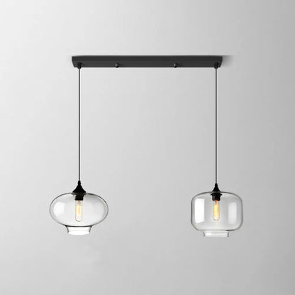 Lámpara colgante industrial de cristal transparente con pantalla y múltiples luces: Iluminación colgante de 3 bombillas para comedor