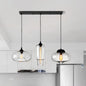 Clear Glass Industrial Shaded Multi-Light Pendant: 3-Bulb Hanging Lighting for Dining Room