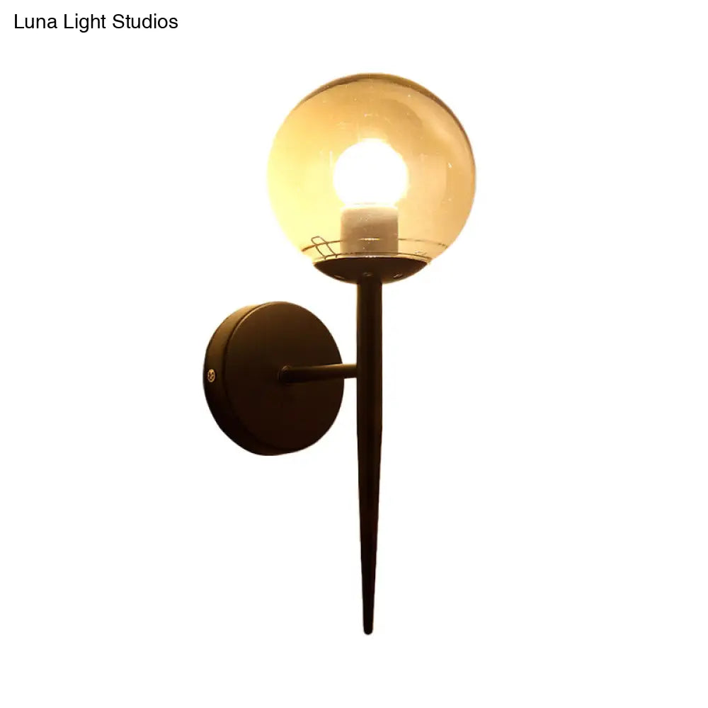 DecorBites™ Clear Glass Mini Sphere Wall Lamp - Minimalist Living Room Sconce with Pencil Arm in Black/Gold