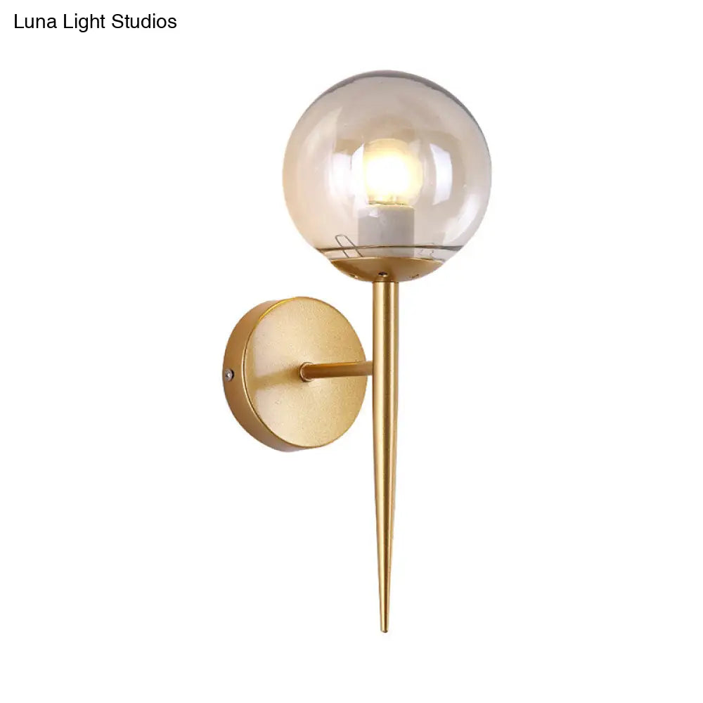 DecorBites™ Clear Glass Mini Sphere Wall Lamp - Minimalist Living Room Sconce with Pencil Arm in Black/Gold