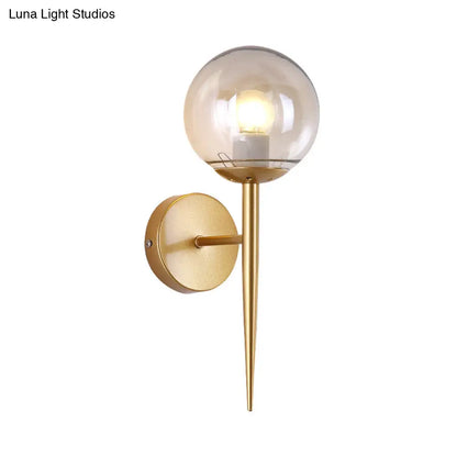 DecorBites™ Clear Glass Mini Sphere Wall Lamp - Minimalist Living Room Sconce with Pencil Arm in Black/Gold