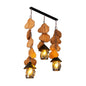 Clear Glass Nautical Lantern Chandelier with Wood Leaf Pattern Pendant Light