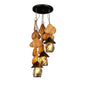 Clear Glass Nautical Lantern Chandelier with Wood Leaf Pattern Pendant Light