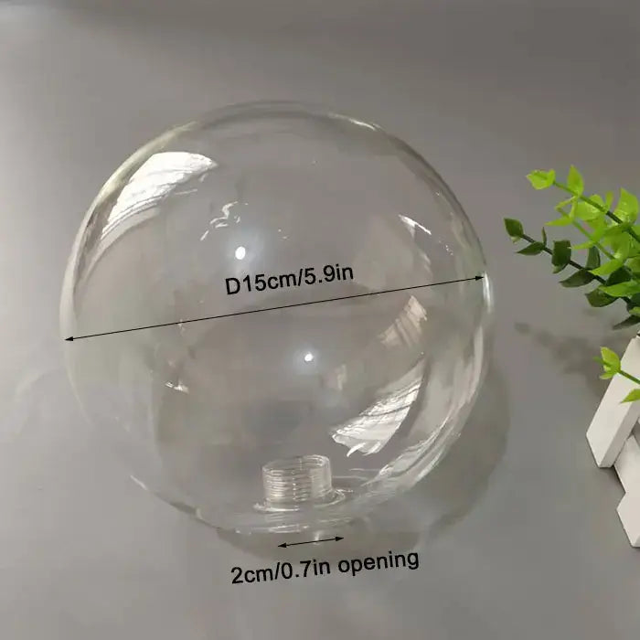 Clear glass pendant lamp shade sphere by decorbites with 15cm diameter and 2cm base opening for dining room lighting