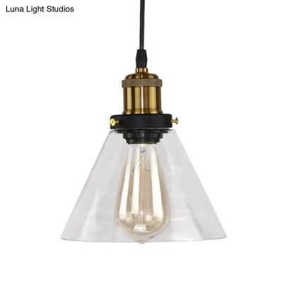 Clear Glass Pendant Light with Brass Shade for Kitchen Ceiling