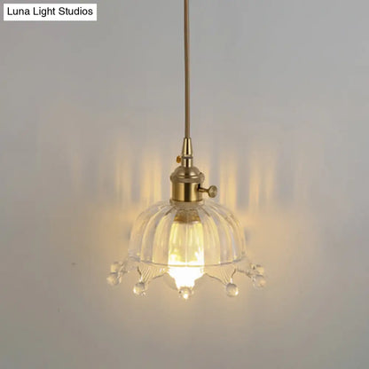 Clear Glass Pendant Lighting Fixture with Simplicity Shaded Hanging Light