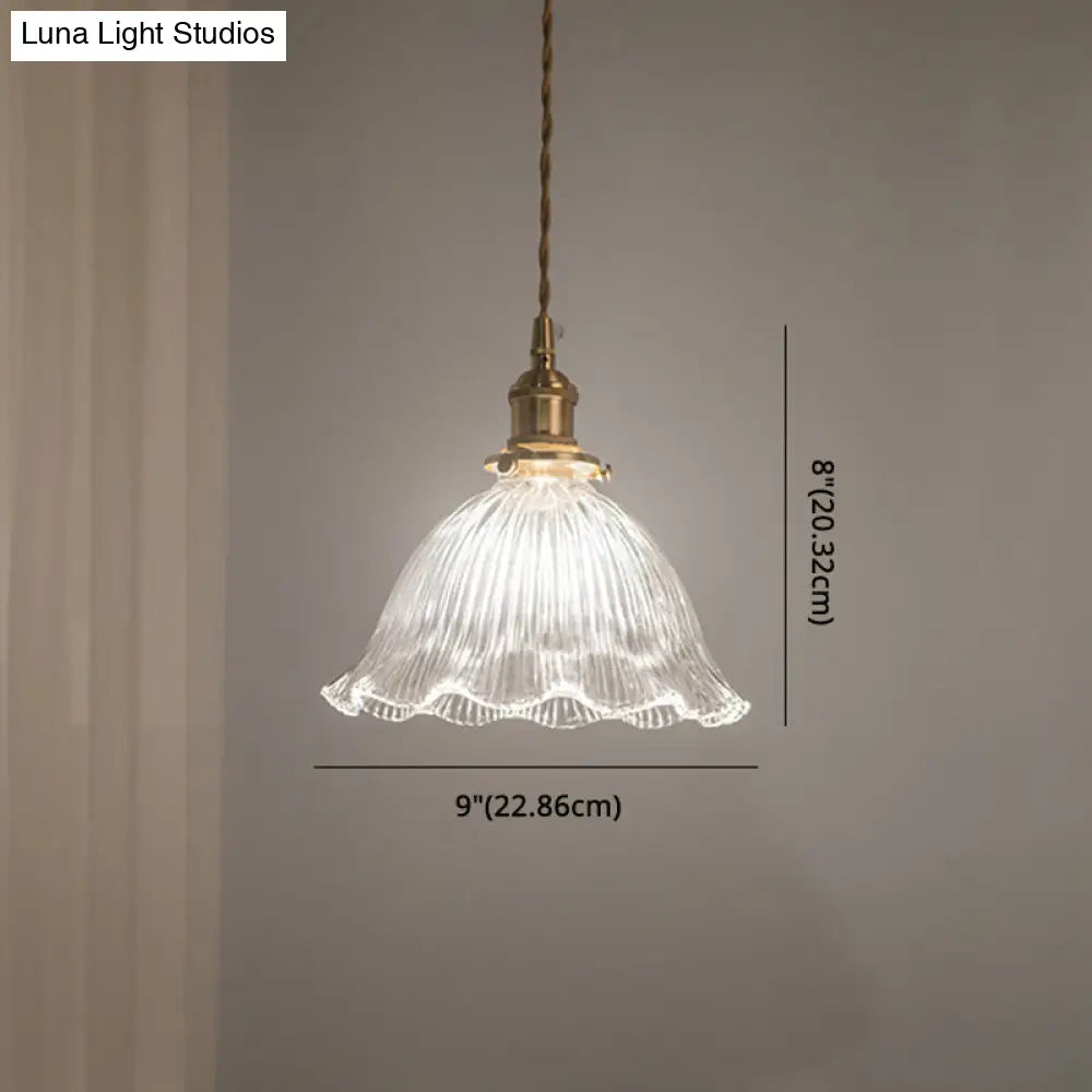 Clear Glass Retro Industrial Pendant Light for Kitchen - 1-Light Ceiling Pendant