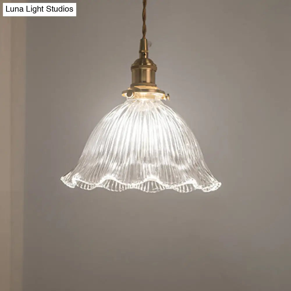 Clear Glass Retro Industrial Pendant Light for Kitchen - 1-Light Ceiling Pendant