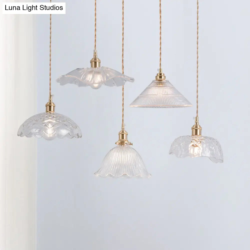 Clear Glass Retro Industrial Pendant Light for Kitchen - 1-Light Ceiling Pendant