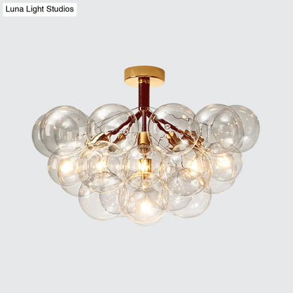 DecorBites™ Clear Glass Semi Flush Ceiling Light with Contemporary Bubble Design for Foyer and Corridor Illumination