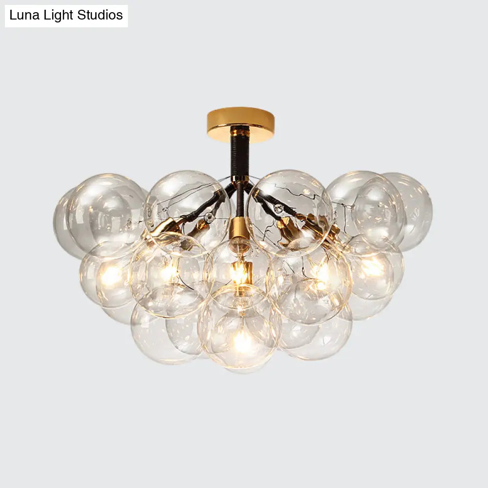 DecorBites™ Clear Glass Semi Flush Ceiling Light with Contemporary Bubble Design for Foyer and Corridor Illumination