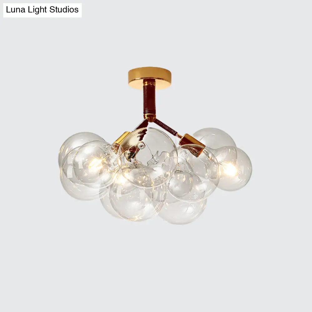 DecorBites™ Clear Glass Semi Flush Ceiling Light with Contemporary Bubble Design for Foyer and Corridor Illumination