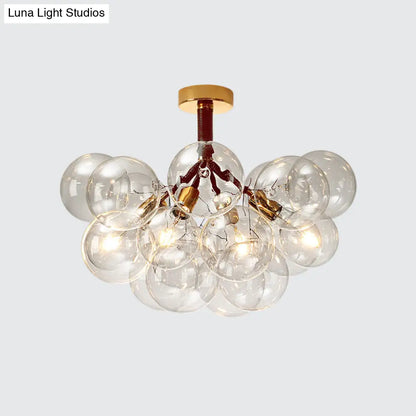 DecorBites™ Clear Glass Semi Flush Ceiling Light with Contemporary Bubble Design for Foyer and Corridor Illumination
