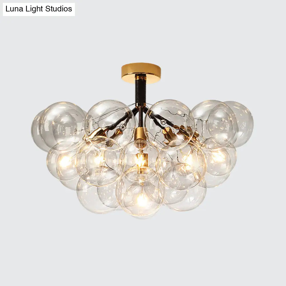 DecorBites™ Clear Glass Semi Flush Ceiling Light with Contemporary Bubble Design for Foyer and Corridor Illumination