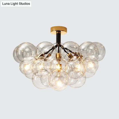 DecorBites™ Clear Glass Semi Flush Ceiling Light with Contemporary Bubble Design for Foyer and Corridor Illumination