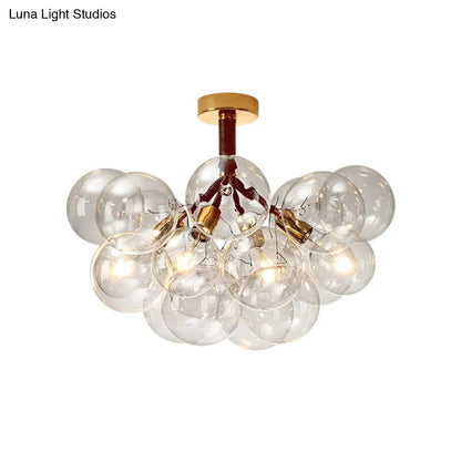 DecorBites™ Clear Glass Semi Flush Ceiling Light with Contemporary Bubble Design for Foyer and Corridor Illumination