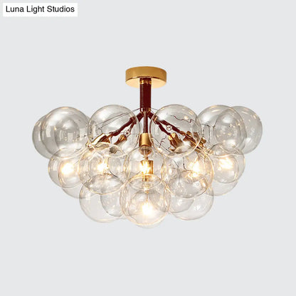 DecorBites™ Clear Glass Semi Flush Ceiling Light with Contemporary Bubble Design for Foyer and Corridor Illumination