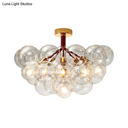 DecorBites™ Clear Glass Semi Flush Ceiling Light with Contemporary Bubble Design for Foyer and Corridor Illumination