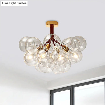 DecorBites™ Clear Glass Semi Flush Ceiling Light with Contemporary Bubble Design for Foyer and Corridor Illumination