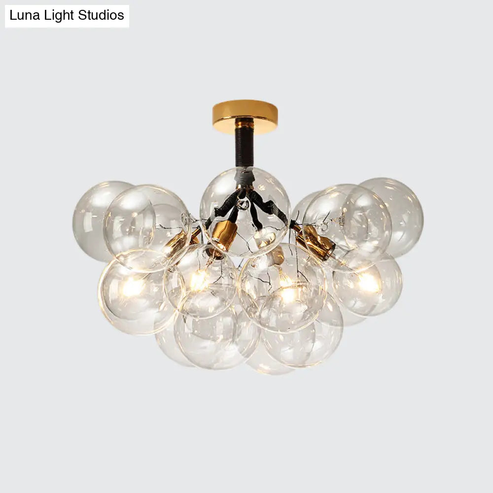 DecorBites™ Clear Glass Semi Flush Ceiling Light with Contemporary Bubble Design for Foyer and Corridor Illumination