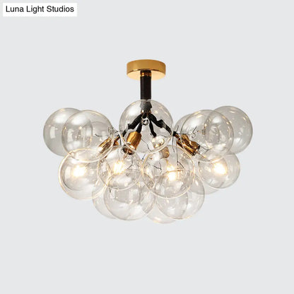 DecorBites™ Clear Glass Semi Flush Ceiling Light with Contemporary Bubble Design for Foyer and Corridor Illumination