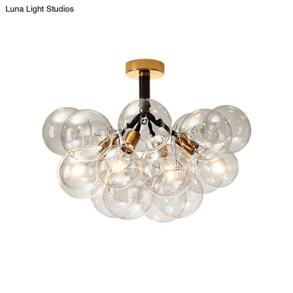 DecorBites™ Clear Glass Semi Flush Ceiling Light with Contemporary Bubble Design for Foyer and Corridor Illumination