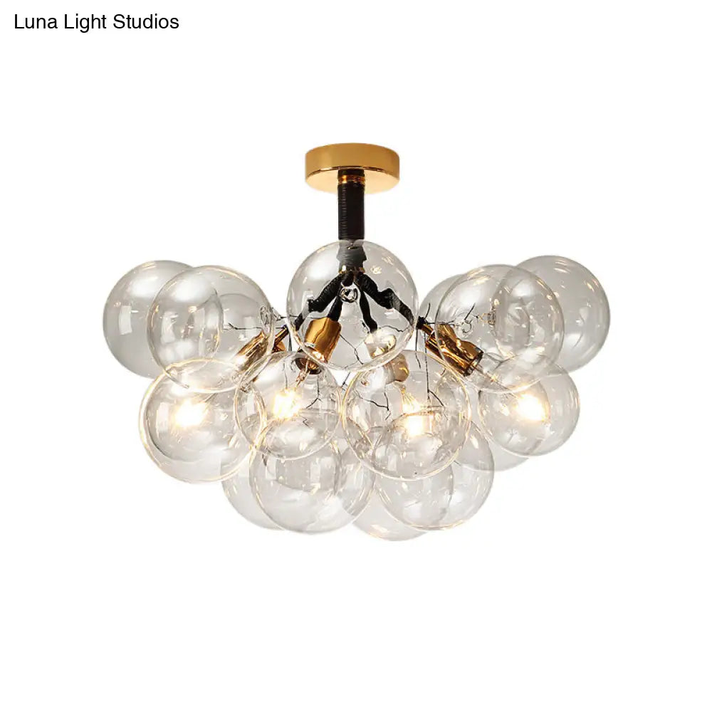 DecorBites™ Clear Glass Semi Flush Ceiling Light with Contemporary Bubble Design for Foyer and Corridor Illumination