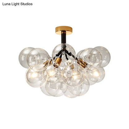 DecorBites™ Clear Glass Semi Flush Ceiling Light with Contemporary Bubble Design for Foyer and Corridor Illumination