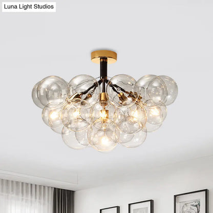 DecorBites™ Clear Glass Semi Flush Ceiling Light with Contemporary Bubble Design for Foyer and Corridor Illumination