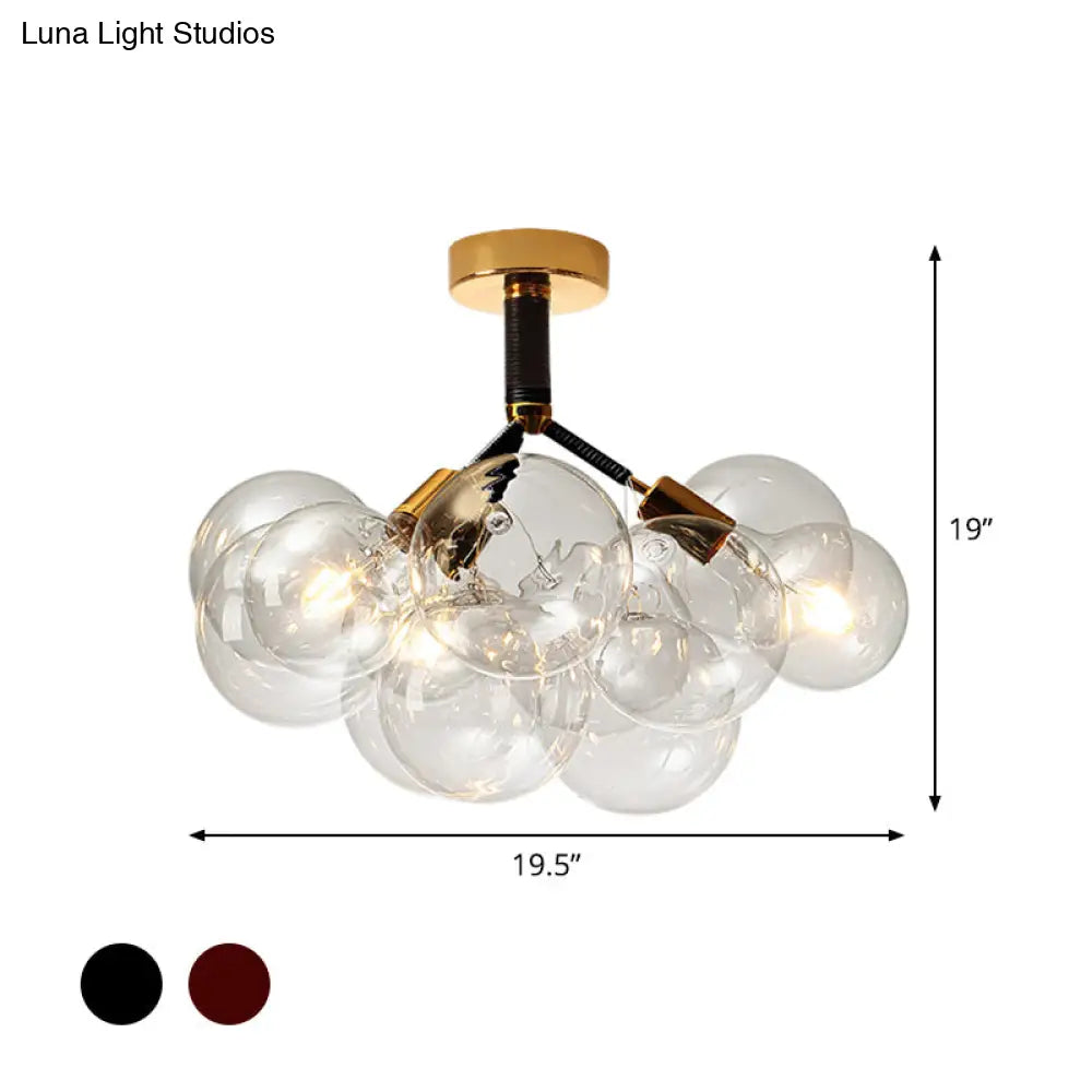 DecorBites™ Clear Glass Semi Flush Ceiling Light with Contemporary Bubble Design for Foyer and Corridor Illumination