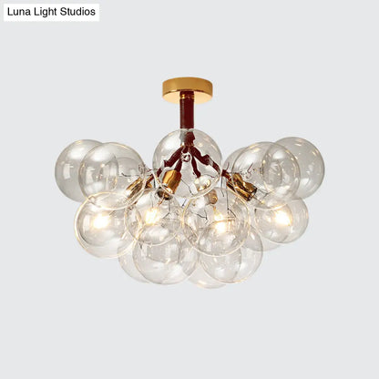 DecorBites™ Clear Glass Semi Flush Ceiling Light with Contemporary Bubble Design for Foyer and Corridor Illumination